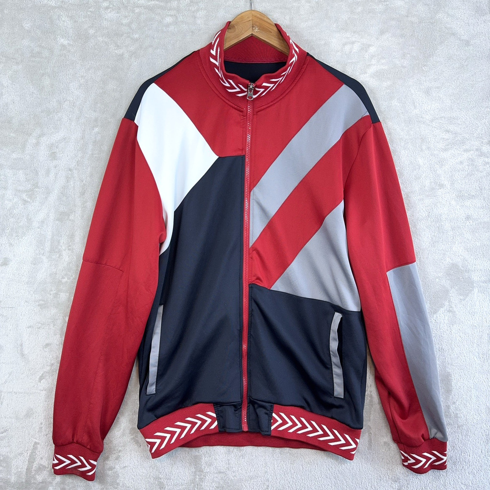 Reason Full Zip Track Jacket Men's Large Colorblock Pockets 90s Varsity Retro